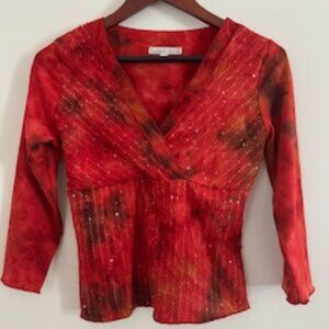 Moa Moa Red Tie Dye Sequence Top Large